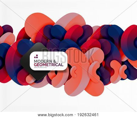 Abstract color geometric round shapes on white - elements with shadow, colorful composition
