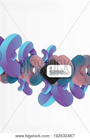 Abstract color geometric round shapes on white - elements with shadow, colorful composition