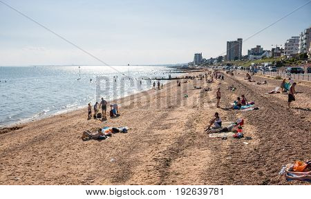 Southend on sea UK - June 18 2017: Beach in summer sunny day.