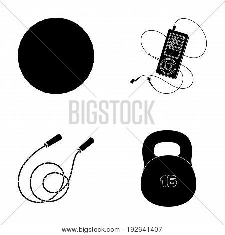 Ball, player and other equipment for training.Gym and workout set collection icons in black style vector symbol stock illustration .