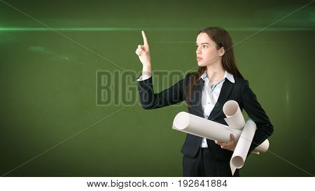 Building, Developing, Consrtuction And Architecture Concept -professional Beautiful Businesswoman In