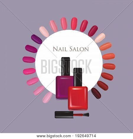Nail beauty salon background. Manicure nails polished sign.