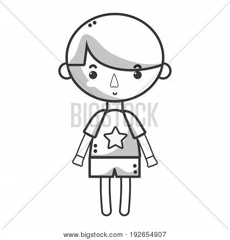 line tender boy child with pijama and hairstyle vector illustration