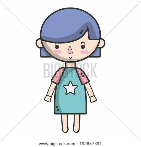 tender girl child with pijama and hairstyle vector illustration