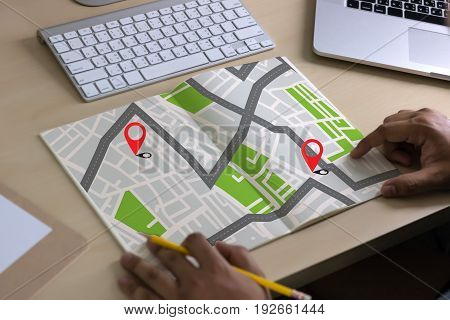 Gps Map To Route Destination Network Connection Location Street Map With Gps Icons  Navigation