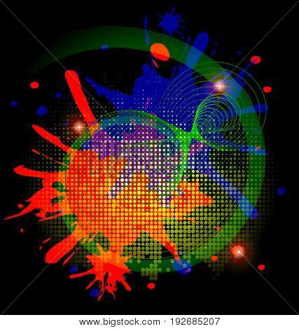 dark background and abstraction red, blue and green colors