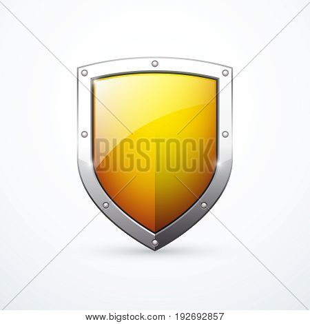 Orange shield icon. Vector illustration eps 10