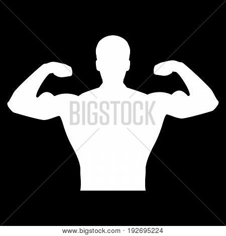 Bodybuilder It Is The White Color Icon .
