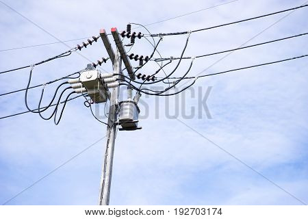 block recloser,electric wire on the pole, power