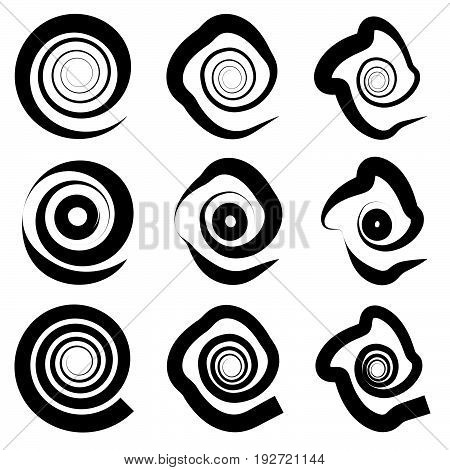 Abstract Spiral Elements. Abstract Unique Swirl, Twirl Shape On White