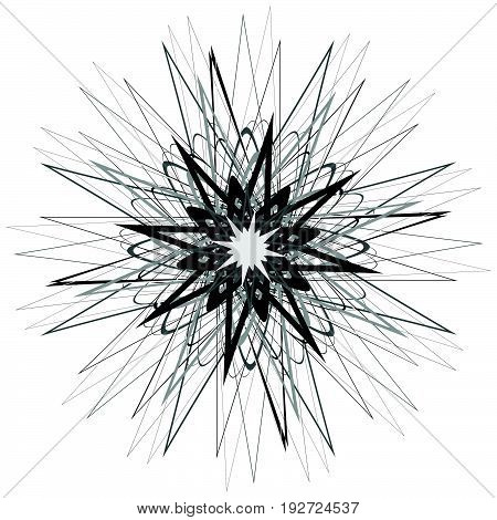 Generic Circular Motiff, Mandala. Abstract Grayscale Geometric Element
