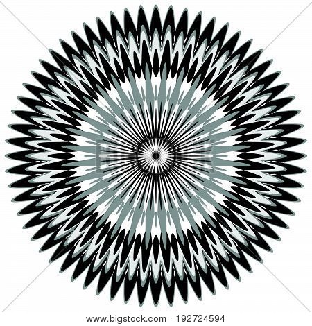 Generic Circular Motiff, Mandala. Abstract Grayscale Geometric Element