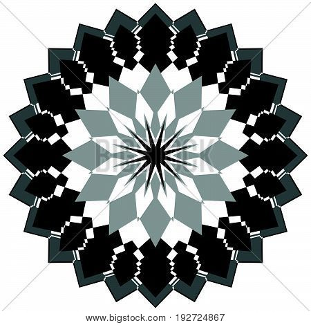 Generic Circular Motiff, Mandala. Abstract Grayscale Geometric Element