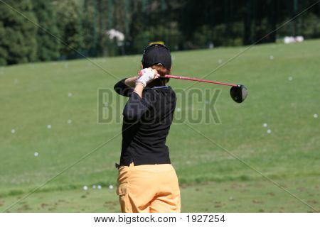 Lady Golf Swing přes Ženevské jezero