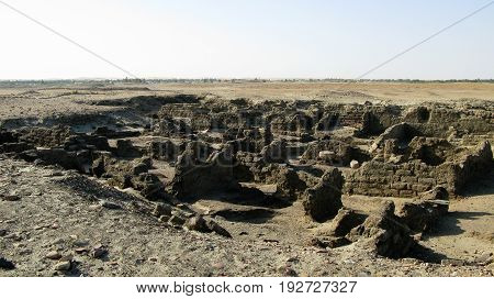 Ruined fortress at the Sai island on Nile river Sudan