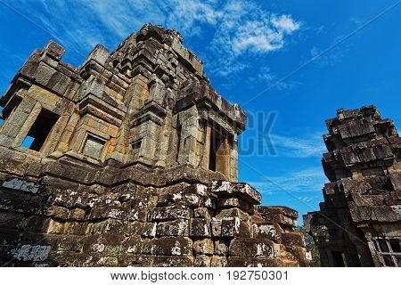 Ruined temple in Angkor UNESCO protected ancient capital in Cambodia