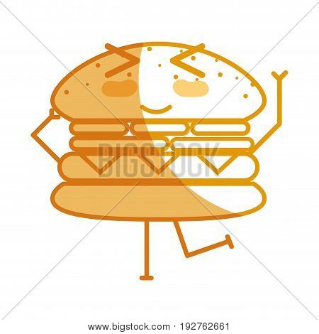 silhouette kawaii cute funny humburger food vector illustration