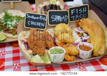 Streetfood stands in food festival, NYC