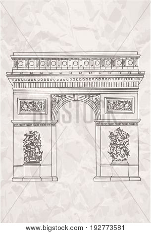 Hand drawn arc de tiumph in Paris