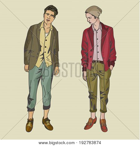 Modern Male Hipster Models vector for your ideas