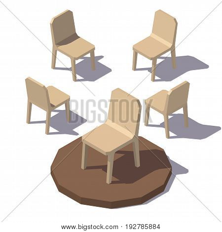 Isometric lowpoly Monolithic Chair. Vector low poly illustration.