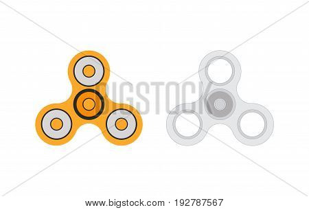 Fidget spinner icon - toy for stress relief and improvement of attention span. Drawn with outline thin lines. Isolatied vector illustration
