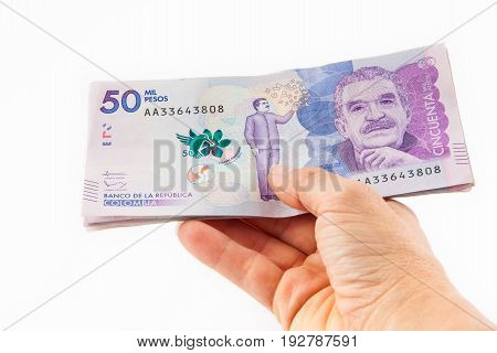 Close up of a woman handling money