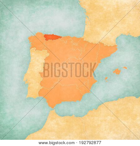 Map Of Iberian Peninsula - Asturias