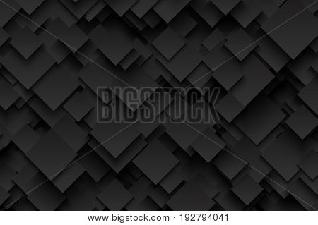 Abstract 3D Vector Technology Dark Gray Background. Technological Sharp Crystalline Carbon Structure. Blank Backdrop