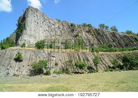 Hegyestu (in English: Sharp or Pointed Needle) 337m high can be found between Zanka and Monoszlo (Hungary). The lava cooled in the crater became vertical pillars. This stunning formation is a rarity in Europe.