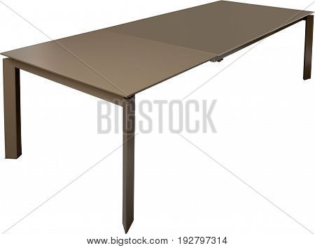 Modern brown dinning table. Modern designer, Sliding table isolated on white background. Series of furniture