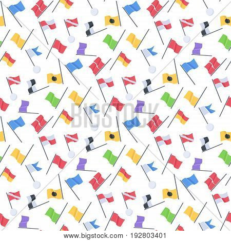 Beach warning flags vector seamless pattern Flat design of international beach flag signs isolated on the white background vector illustration