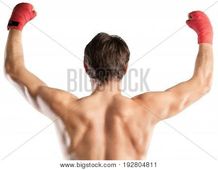 Portrait man hands boxing back view sport competition