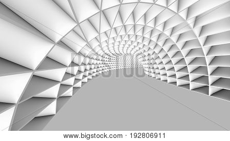 White Abstract Tunnel 3d Background. 3d Render illustration