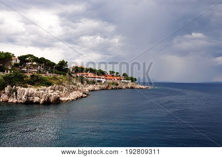 Typical Landscape coastline on Losinj and Cres islands in Croatia