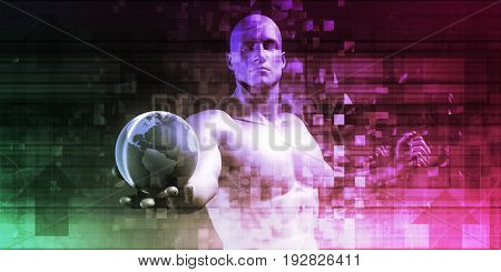 Market Leader with Worldwide Business Concept Abstract 3D Illustration Render