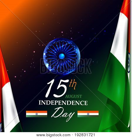 easy to edit vector illustration of Ashoka Chakra on Happy Independence Day of India background