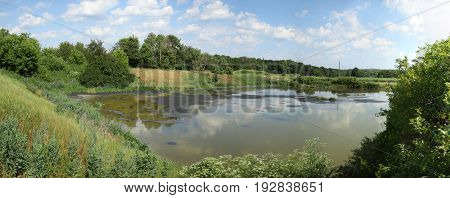 Drying feces into fertilizer. Lake for drying sewage. Drain faeces. Septic tank with sewage. Dirty waste water in sewage plant. The drain in the industry.