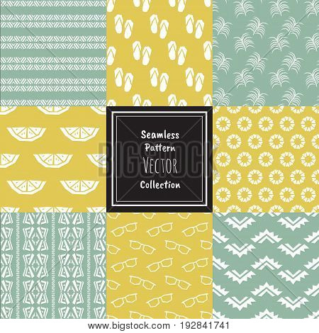 Seamless doodler vector collection set.8 seamless vector pattern summer collection.