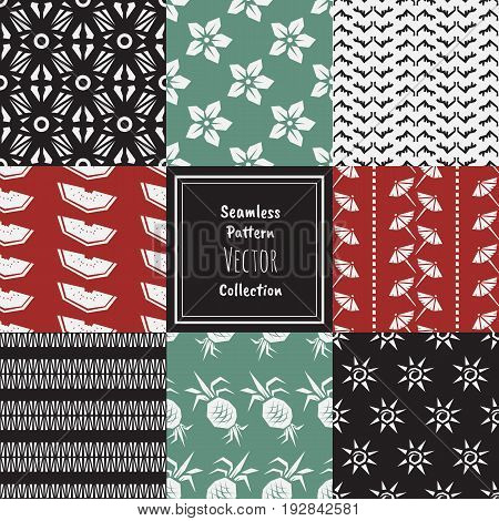 Seamless doodler vector collection set.8 seamless vector pattern summer collection.