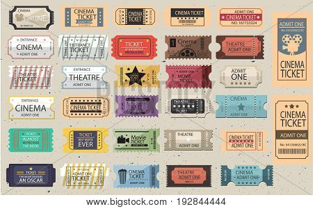 Colletion of 30 isolated Retro tickets in different styles