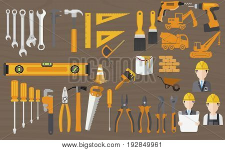 Collection of Construction engineering tools pack vector