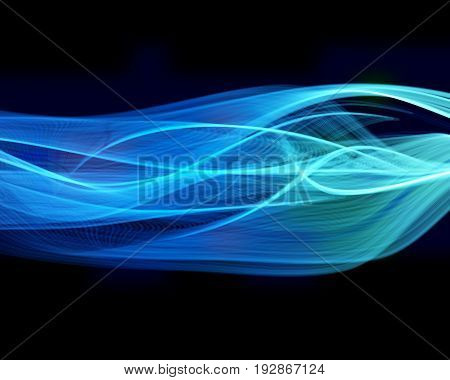 Abstract blue waves on the dark background. Vector illustration.