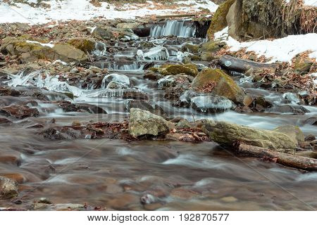 Flowing Water Of Carpathian Mountain Stream
