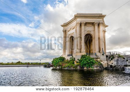 Main basin of Peyrou in promenade park of Peyrou at Montpellier southern France from right side