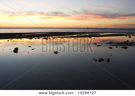 Solnedgang på Sea of Cortez i Baja California Sur, Mexico.