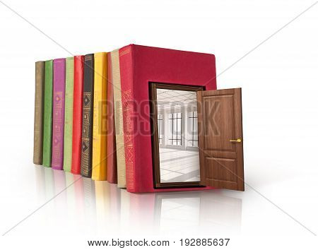Chamber of Secrets.A book on a white background in which the door that leads into the room.