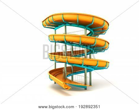 Aqua Park Yellow Blue 3D Rendering On White Background