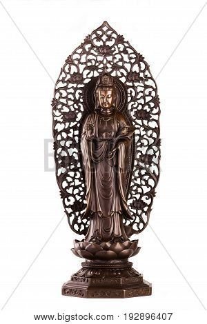 The figure of Bodhisattva Guan Yin - the deity acting mainly in a female appearance saving people from disasters; giver of children patroness of female half of the house. It is known just as Avalokiteshvara bodhisattva.