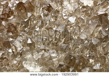 Cluster Of Quartz Mineral Crystals Close Up